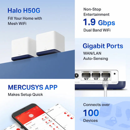 Halo H50G 2Pack AC1900 Whole Home Mesh WiFi System